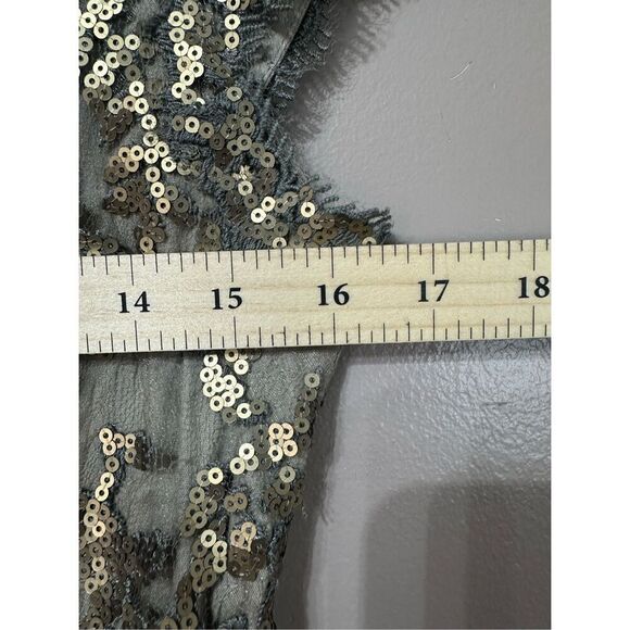 Tadashi Shoji Paillette Embroidered Lace Scalloped Edge Squined Evening Dress 6 - Picture 8 of 14